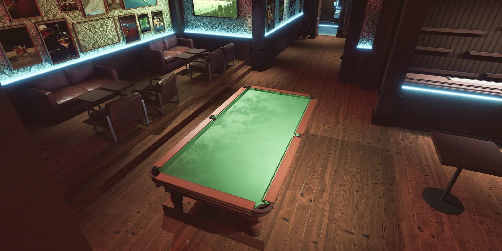 Detailed Brawler's Bar pool room