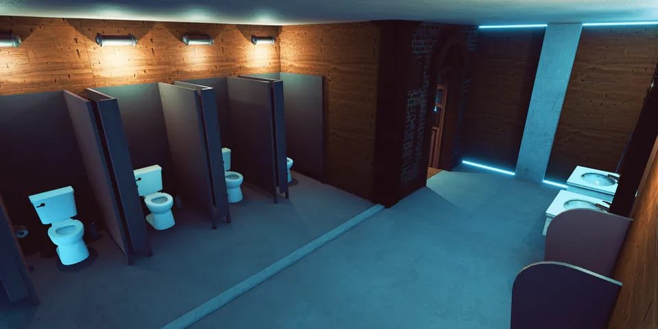 Brawler's Bar restroom environment
